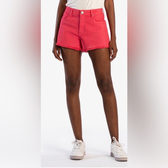 Kut from the Kloth Pants - Kut from the Kloth  Jane high rise watermelon red Frayed Hem Denim Shorts sz 4